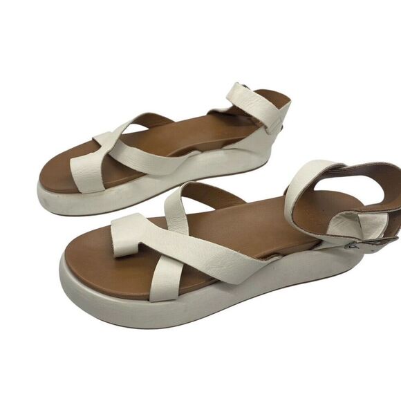 Varese Ivory Toe Ring Platform Sandals Ankle Strap Modern Chunky Size 38 / 7.5 - Picture 3 of 14